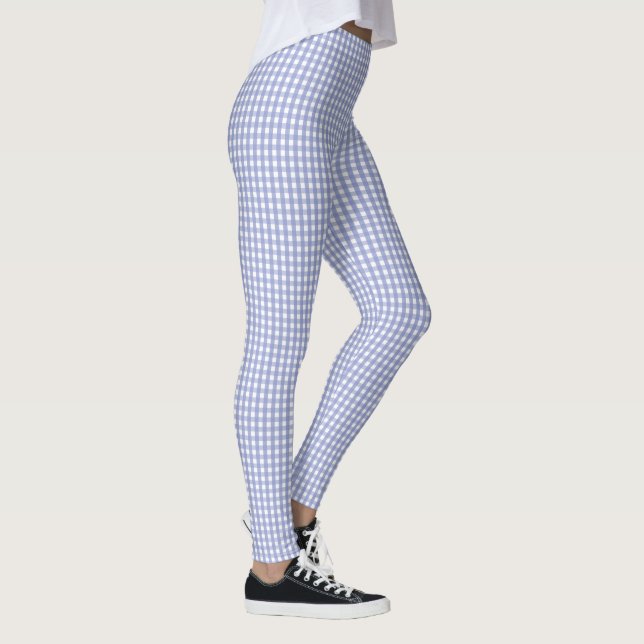 Lavender Gingham Plaid Mönster Leggings (Höger)