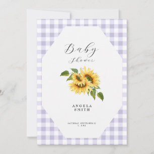 Lavender Gingham Solrosgeneriska babyskor Inbjudningar