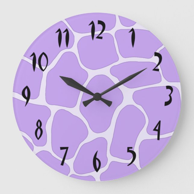 Lavender Giraffe Utskriftsfack Stor Klocka (Framsida)