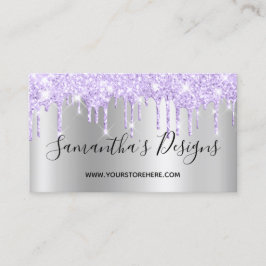 Lavender Glitter Drips Silver Ombre Online Store Visitkort