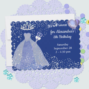 Lavender Glitter Princess Birthday bjudande Inbjudningar