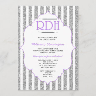 Lavender Glitter RDH studenten tandhygienist Inbjudningar