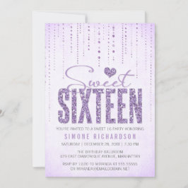 Lavender Glitter Titta sötat 16 (sexton) Party Inbjudningar