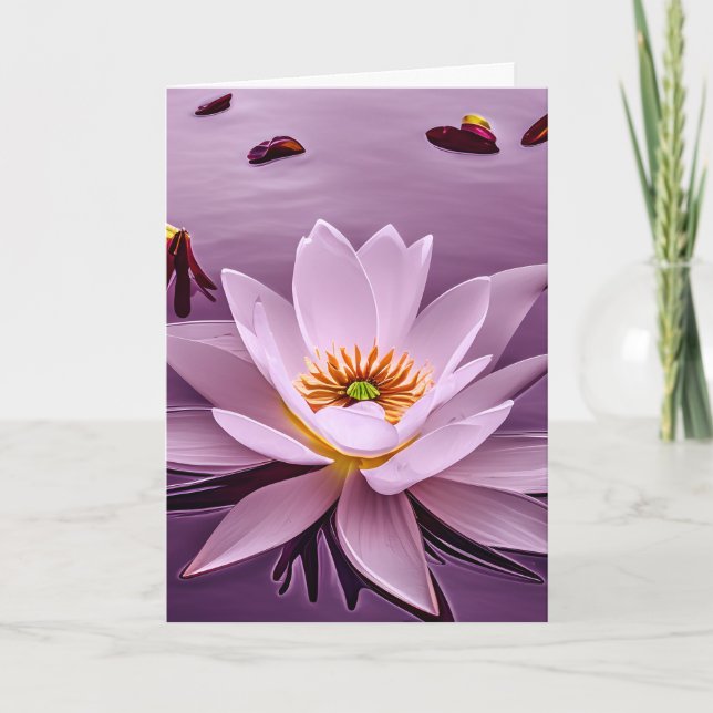 Lavender Glow Lotus Flower på Vatten Kort (Framsida)