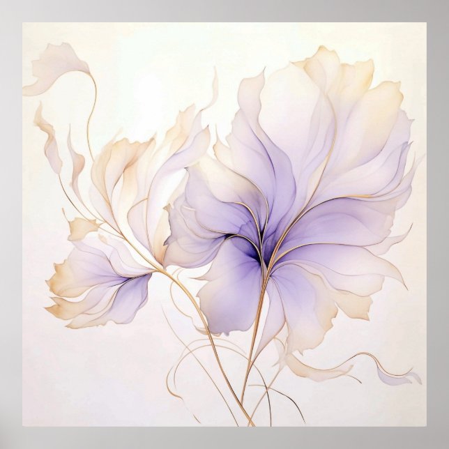 Lavender & Gold Abstract Watercolor Flower Poster (Framsidan)