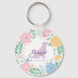 Lavender Golden Retriever Silhouette Wreath Photo Nyckelring