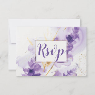 Lavender Golden Watercolor Blommigt OSA kort