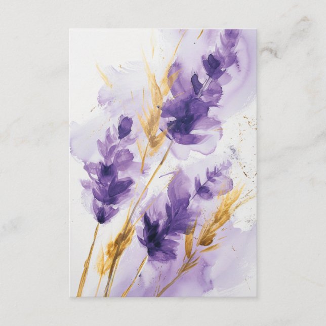 Lavender Golden Watercolor Blommigt OSA kort (Framsida)