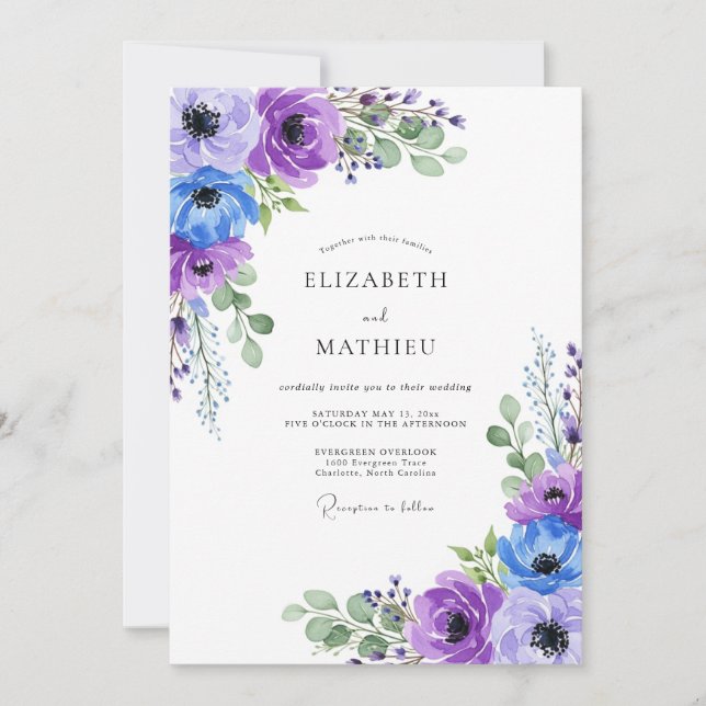 Lavender Graceful Spring Wedding Inbjudningar (Framsida)