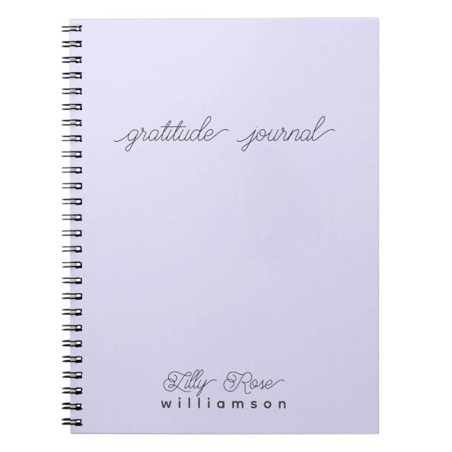 Lavender Gratitude Journal, Cute Script Typography Anteckningsbok (Framsidan)