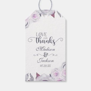 Lavender & Grått Blommigt Bröllop Kärlek och tack Presentetikett
