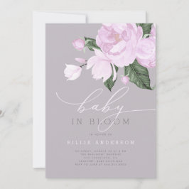 Lavender Grått Blommigt Flicka i Bloom Shower Inbjudningar