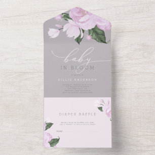 Lavender Grått Blommigt Girl Baby in Bloom Shower