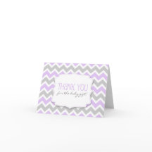 Lavender Grått Chevron Baby Shower tackkort