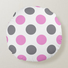 Lavender Grått Extra Large Polka Dot Round Pillow Rund Kudde