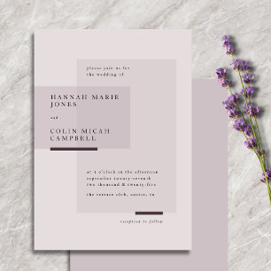 Lavender Grått Neutralt Minimalist Bröllop Inbjudningar