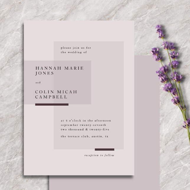 Lavender Grått Neutralt Minimalist Bröllop Inbjudningar (Skapare uppladdad)