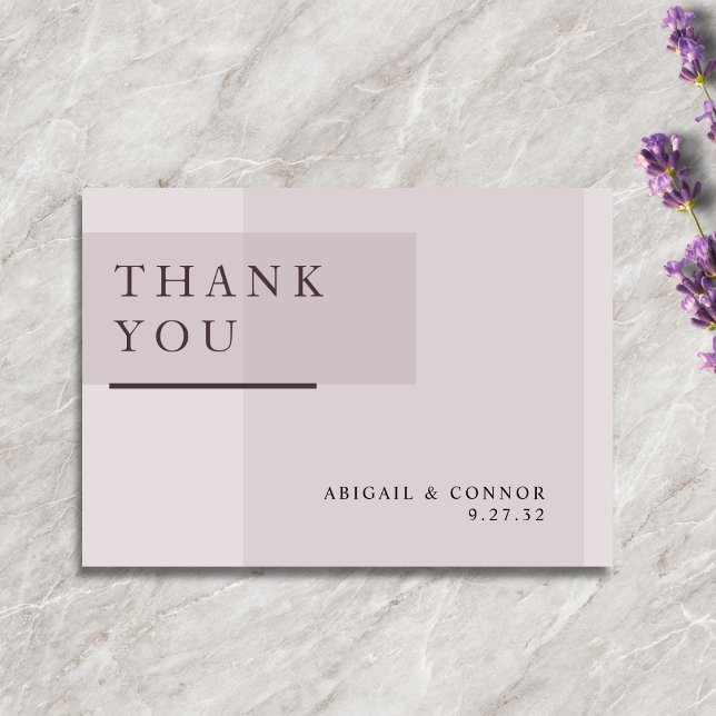 Lavender Grått Neutralt Minimalist Bröllop Tack Kort (Skapare uppladdad)