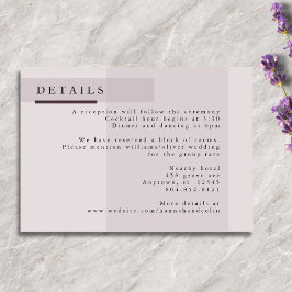 Lavender Grått Neutralt Minimalist Bröllop Tilläggskort