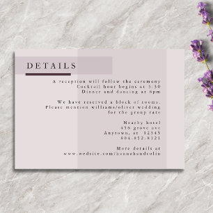 Lavender Grått Neutralt Minimalist Bröllop Tilläggskort