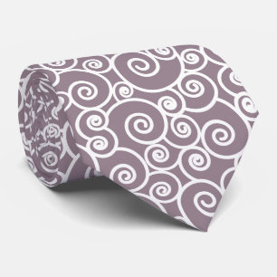 Lavender Grått och White Swirls and Circles Mönste Slips