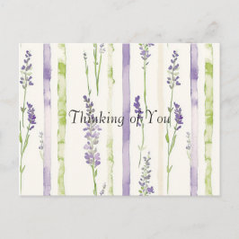 Lavender Green Stripes Floral Thinking of You Vykort