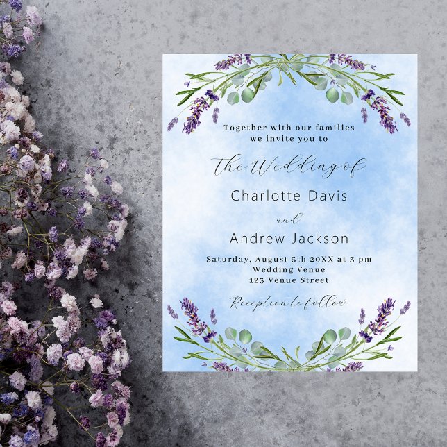 Lavender Greenere Blue Budget bröllopsinbjudan Flygblad (Skapare uppladdad)
