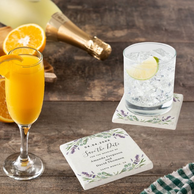 Lavender Greenery blommigt bröllop spara datum Stenunderlägg (Skapare uppladdad)