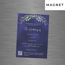 Lavender greenery blue QR OSA lyxury bröllop Magnetisk Inbjudningskort