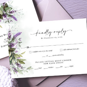 Lavender Greenery Minimalist Script Bröllop OSA