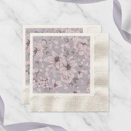 Lavender Grey Floral Watercolor Pappersservett