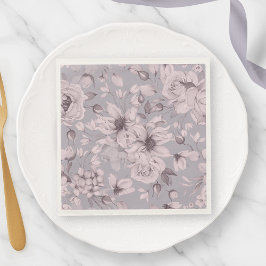 Lavender Grey Floral Watercolor Pappersservett