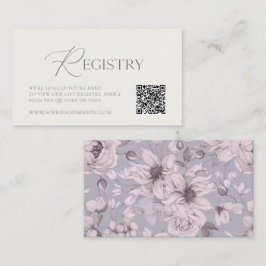 Lavender Grey Floral Wedding Registry Card  Tilläggskort