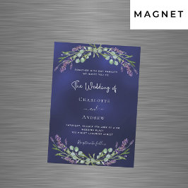 Lavender Grey navy blue lyxury bröllop Magnetisk Inbjudningskort