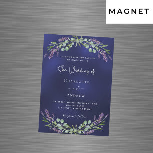 Lavender Grey navy blue lyxury bröllop Magnetisk Inbjudningskort