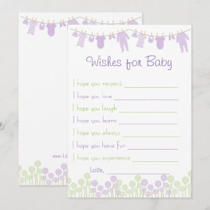 Lavender & Grönt Baby Shower Önskemål för Baby-spe Inbjudningar