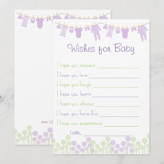 Lavender & Grönt Baby Shower Önskemål för Baby-spe Inbjudningar