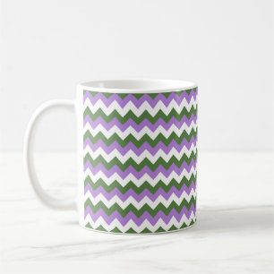 Lavender, Grönt och White Chevron Zigzag Kaffemugg