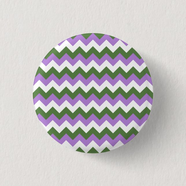 Lavender, Grönt och White Chevron Zigzag Knapp (Framsida)