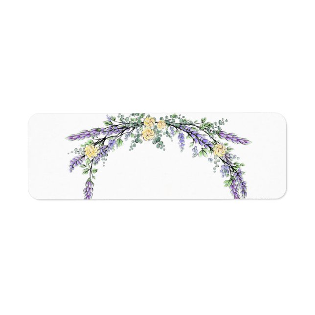 Lavender Gul ros och Eucalyptus-etikett Returadress Etikett (Framsidan)