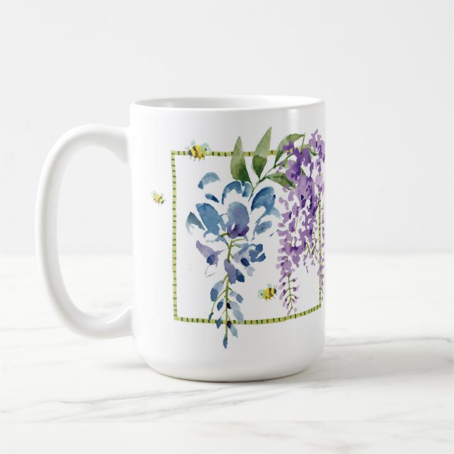 Lavender Gula blommor Classic Mugg, 15 oz Kaffemugg (Vänster)