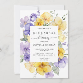 Lavender Gula blommor Rustic Rehearsal Middag Inbjudningar