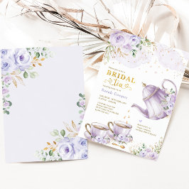 Lavender Guld Blommigt Möhippa Tea Party Inbjudningar