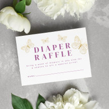 Lavender Guld Butterflies Diaper Raffle