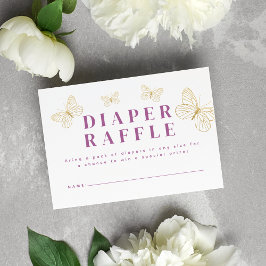 Lavender Guld Butterflies Diaper Raffle Tilläggskort