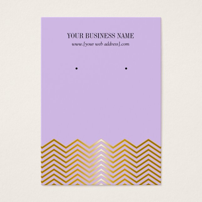 Lavender Guld Chevron Anpassningsbar Earring Card Visitkort (Framsidan)