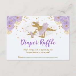 Lavender Guld Dinosaur Ballerina Diaper Raffle Tilläggskort
