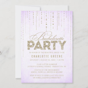 Lavender & Guld Glitter Se Bachelorette Party Inbjudningar