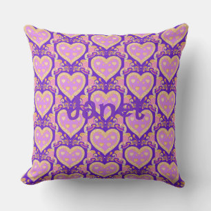 Lavender Guld Hearts Kudde