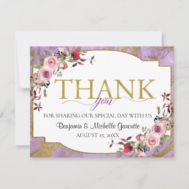 Lavender Guld Marble Blommigt (Framsida)